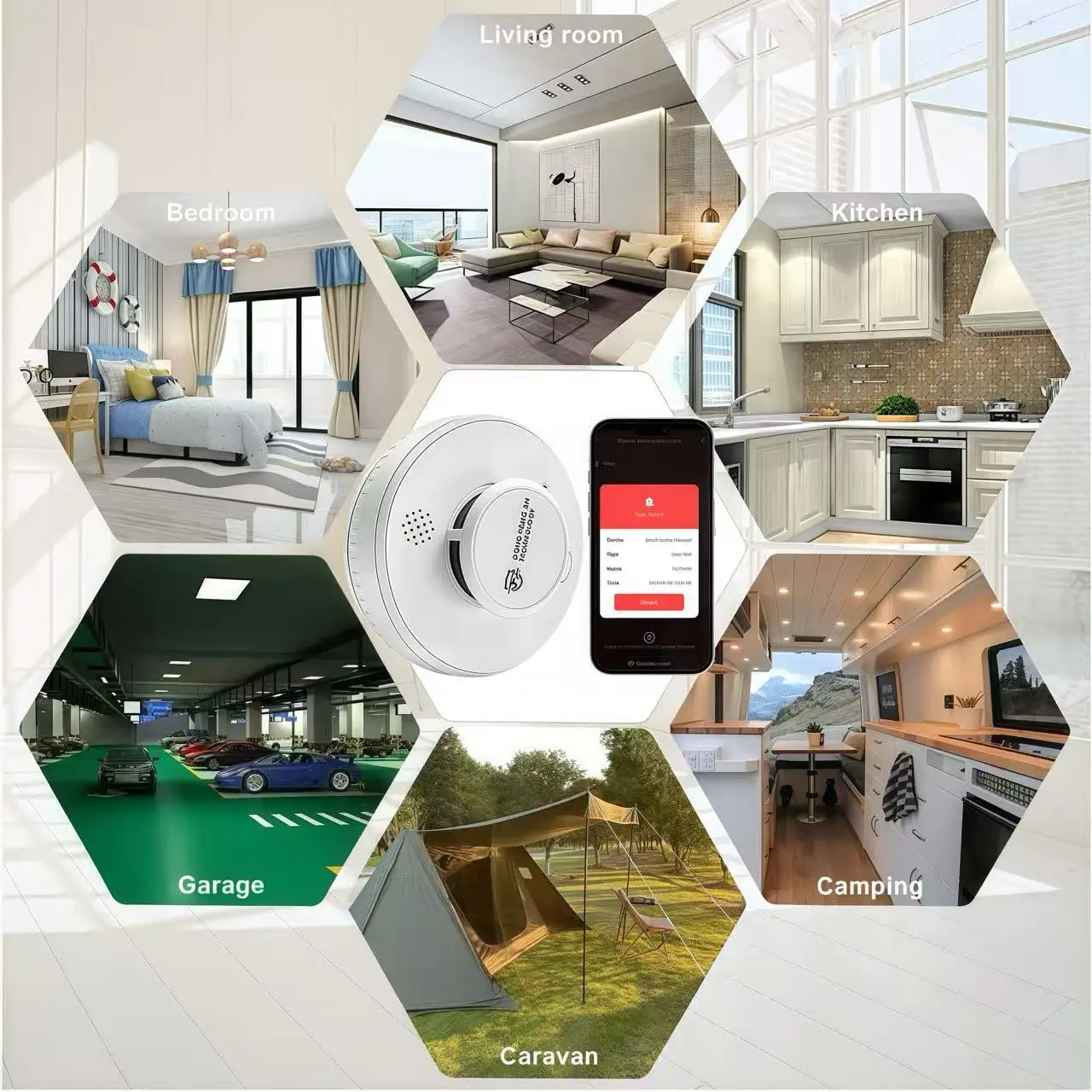 Czujnik dymu i temperatury 2w1 z Wi-Fi, czujnik dymu Tuy z Wi-Fi, alarmy pożarowe, alarm dymowy