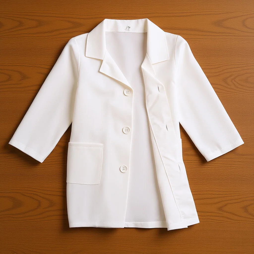 

1pc Kids Lab Coat White Polyester Long Sleeve Science Uniform for Toddler Boys Nurse Doctor Costume Scientist Experiment Wear