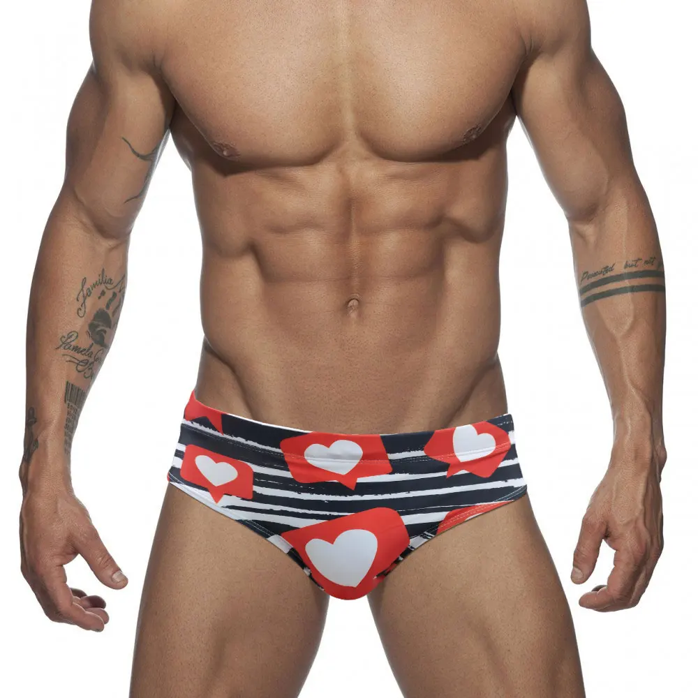 Men's Swim Briefs Sexy Swimming Short Water Sport Beach Pants Swimsuit Swimwear Sexy Male Suilt Surfing Printed Love  Swim Wear