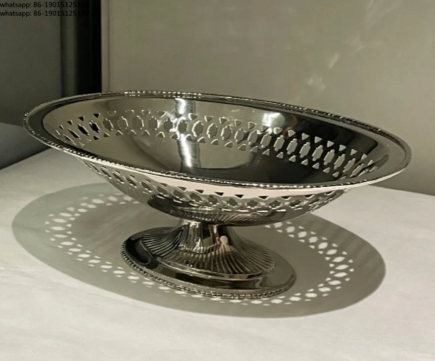 Retro brass engraved fruit plate dim sum plate model house jewelry ornament restaurant jewelry