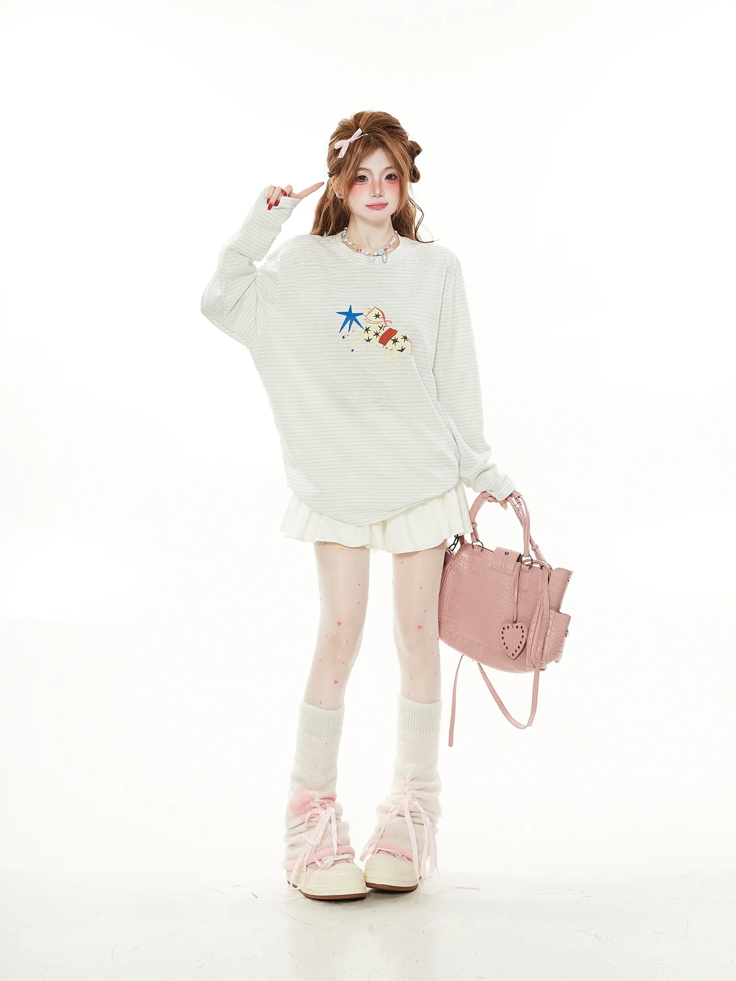 

Свободная женская футболка с длинным рукавом, круглым вырезом, в полоску, весенне-осенняя, в корейском стиле, универсальная, стройнящая, для взрослых