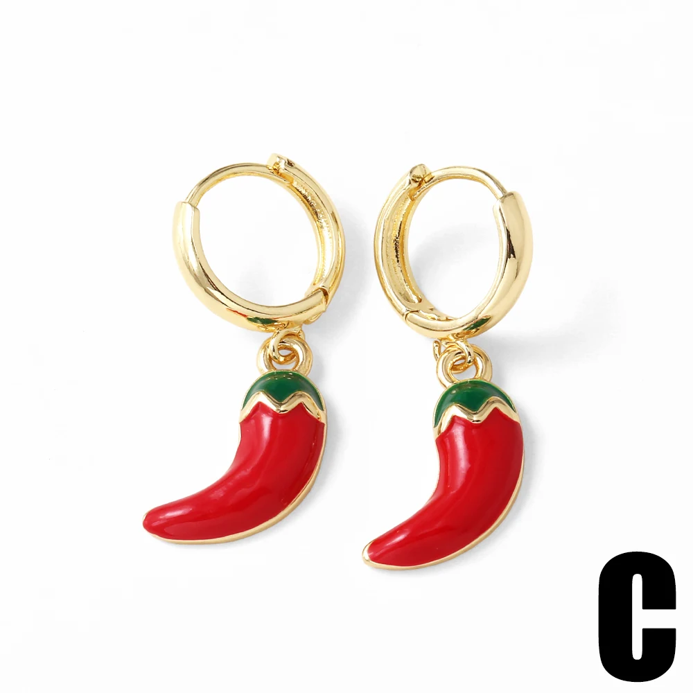 ASJEWELRY エナメルレッドチェリースイカイヤリング女性のためのゴールドメッキチリブラブライヤリングフルーツジュエリーギフト ersy53