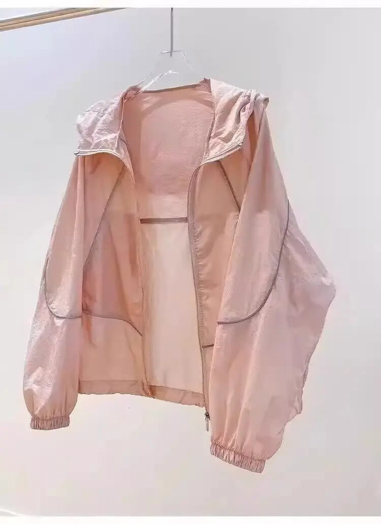 Kühlendes Sonnenschutz-Shirt für Damen – Neues, locker sitzendes, vielseitiges, atmungsaktives, dünnes Sonnenschutzkleidungsstück mit Kapuze für den Sommer – Detail 13
