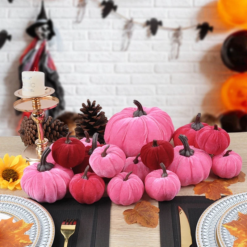 Artificial Pumpkin Halloween Decoration Simulated Foam Velvet Pumpkin For Halloween Haunted House Decoration