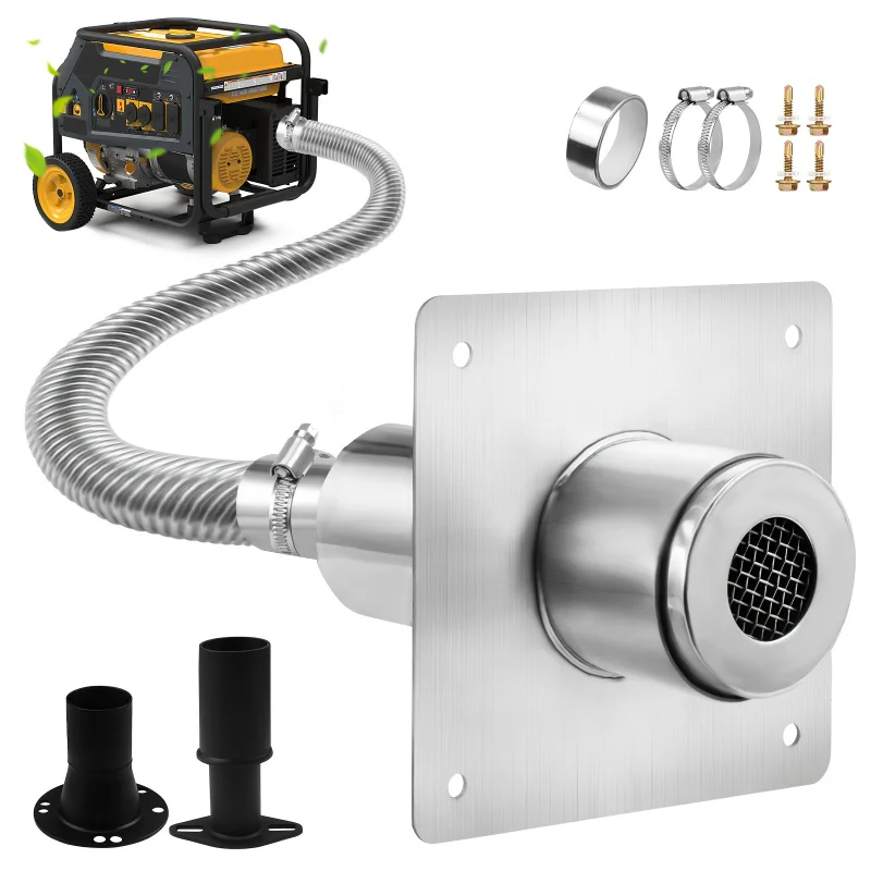 2025 Upgraded Generator Kit Stainless Steel Muffler with Insulated Through-Wall Mounting Plate - Universal Adapter Most Port
