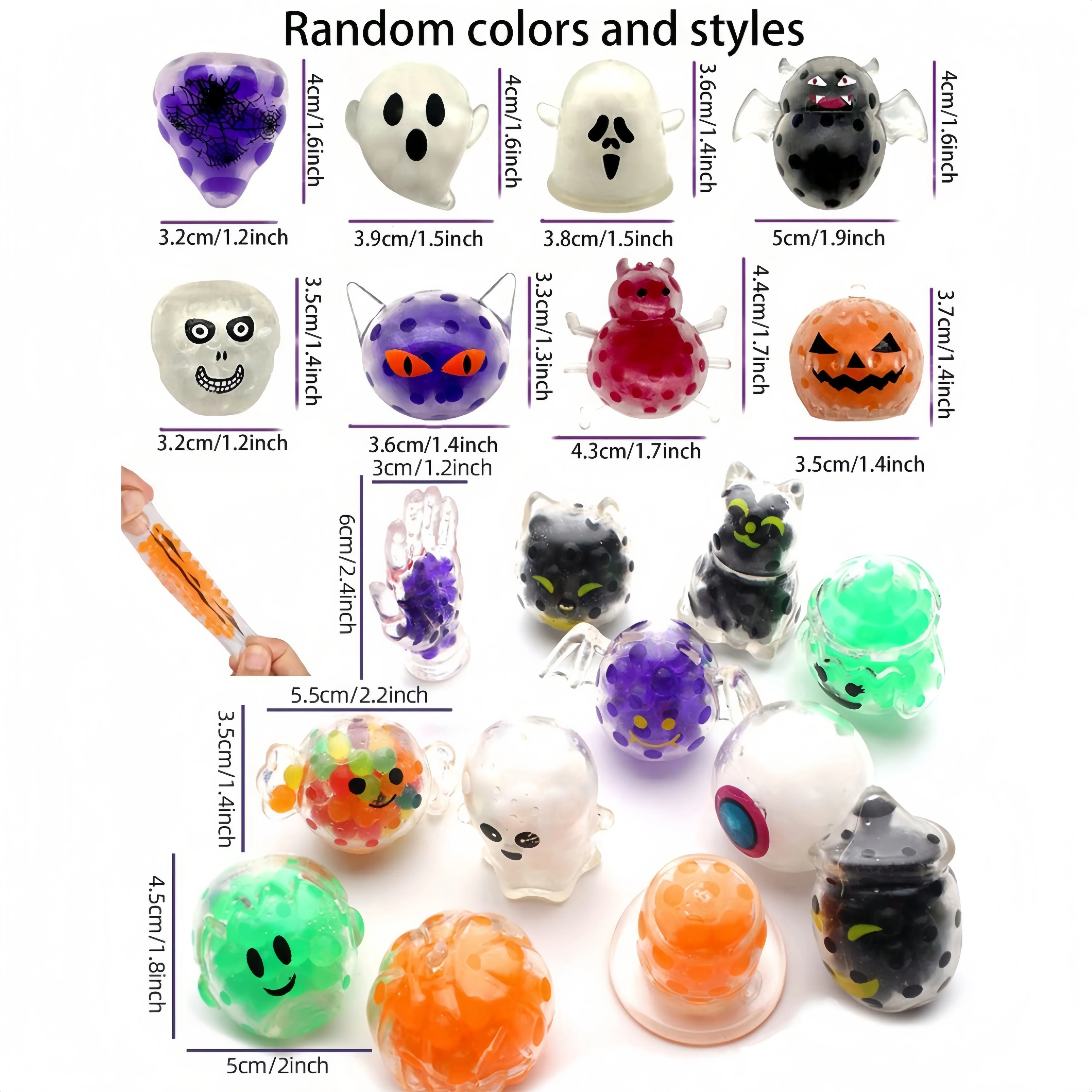 5–30 Stück süße Halloween-Squeeze-Stressabbau-Bälle für Halloween-Partys, Gastgeschenke, Geburtstagsgeschenke, Taschenfüller