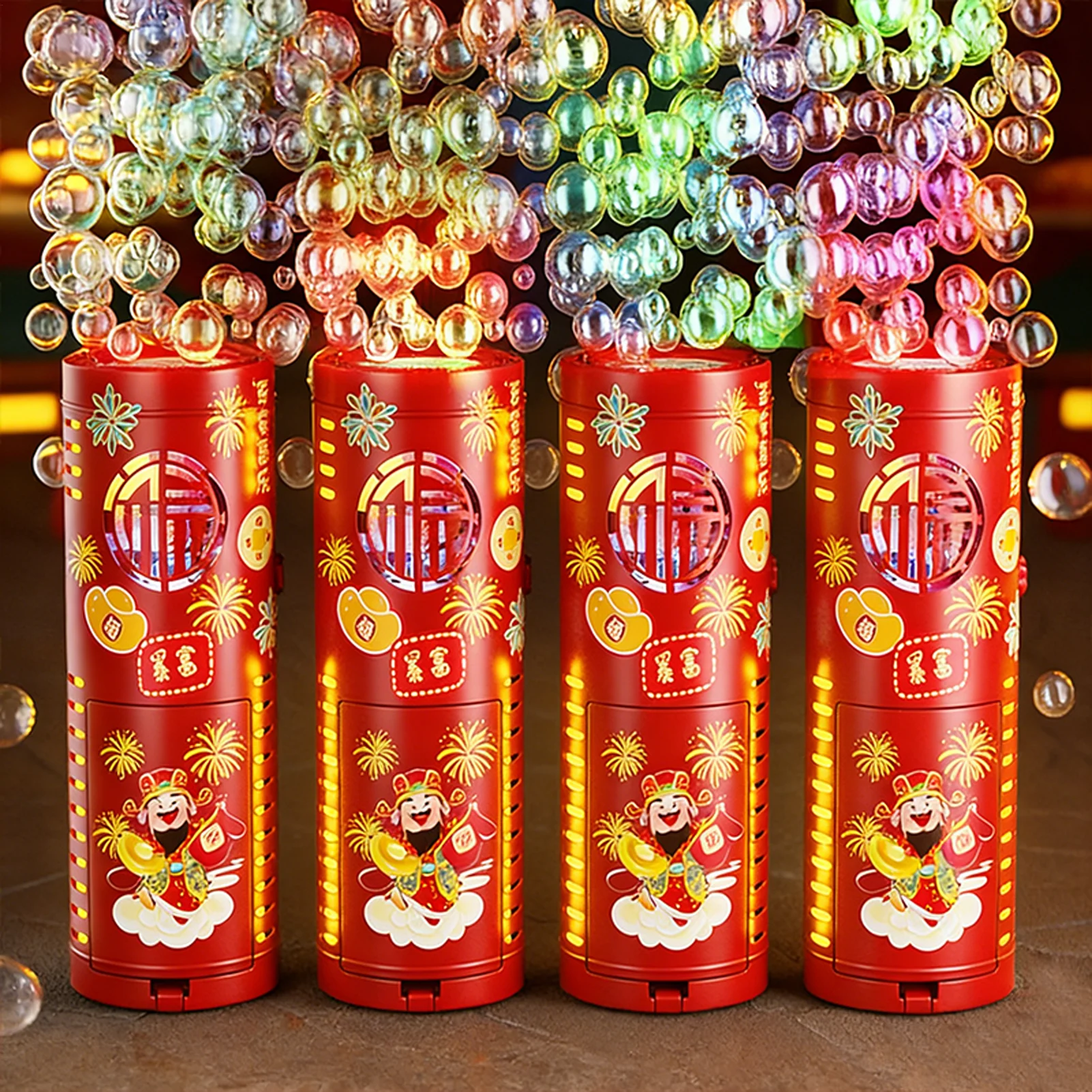 Macchina per Bolle di Sapone a Fuochi d'Artificio, Soffiatore Portatile da Terra, Elettronico Automatico, Regalo per il Capodanno e il Festival delle Primavera