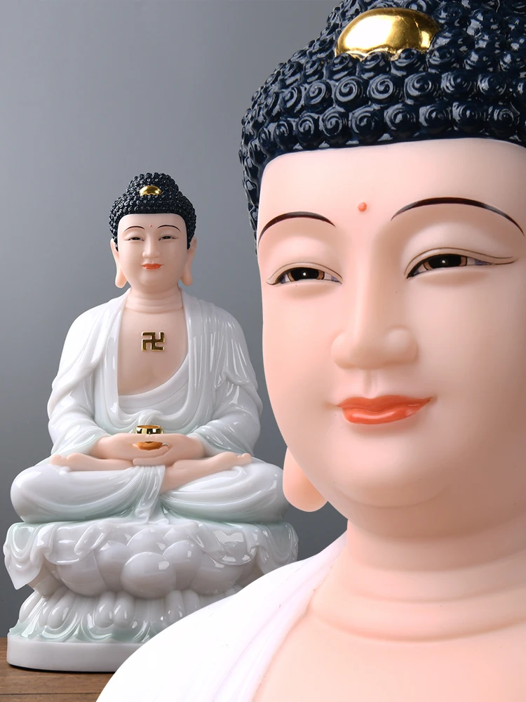 High grade jade Shakyamuni Buddha statue Southeast Asia HOME temple Shrine protection Buddhism Worship Amitayus Buddha statue