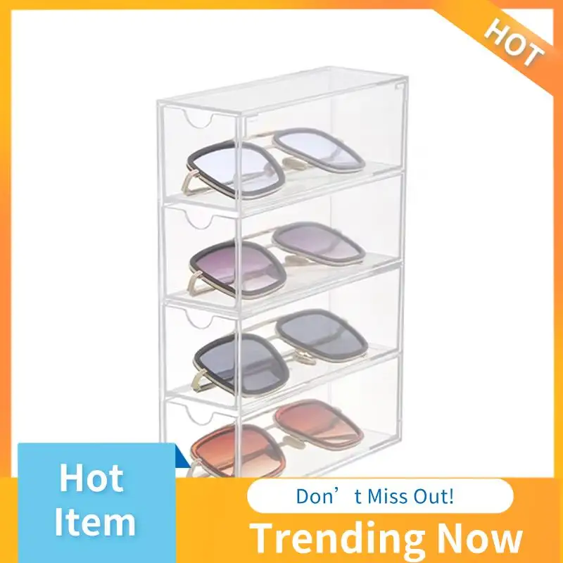 

BBNV-коробка для хранения очков, 4-слойная большая коробка-органайзер для очков, многофункциональный штабелируемый держатель для дисплея, многоразовая косметика
