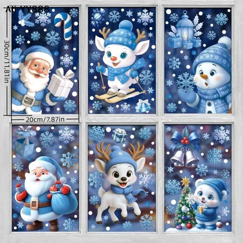 【Ay】6 Pcs Christmas Window Stickers Wall Sticker Kids Room Wall Decals Merry Christmas Decorations For Home New Year Stickers
