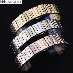 T41 Watch Band Strap Solid Stainless Steel Bracelet Seven Beads Butterfly Buckle 12 13 14 15 16 17 18 19 20 21 22 23 24mm Bands