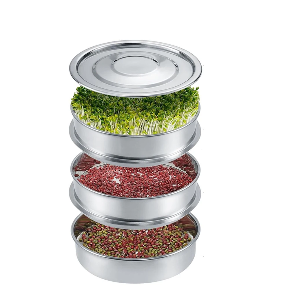 Kit de bandeja de brotes, bandeja de germinación de cultivo sin suelo de acero inoxidable, herramientas de jardinería y hidroponía para interiores