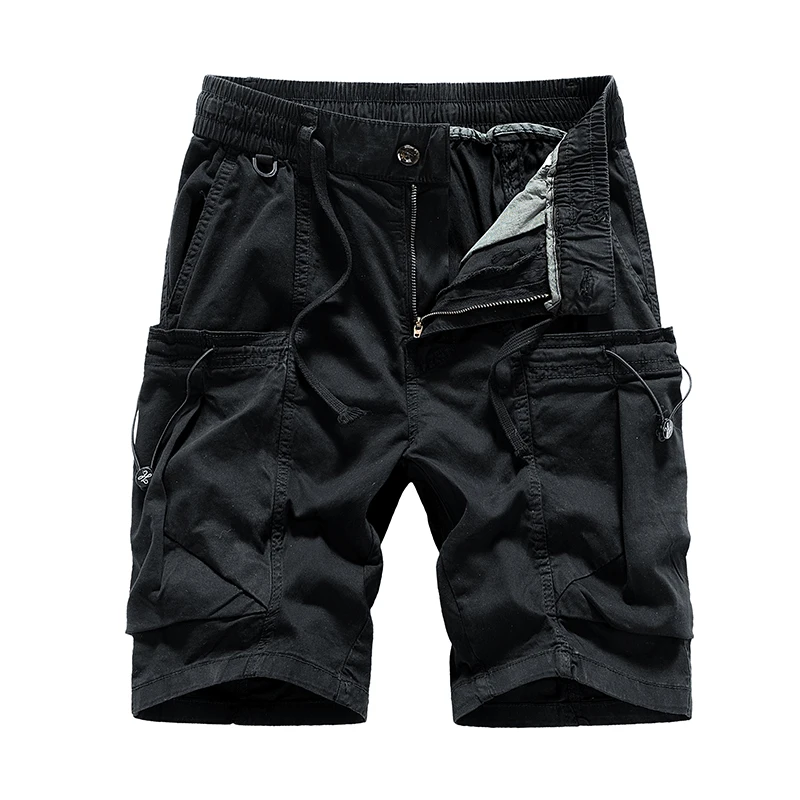 

Повседневная рабочая одежда American Sle, мужские летние свободные брюки с пятью точками, дышащие прямые брюки из смеси хлопка и полиэстера...