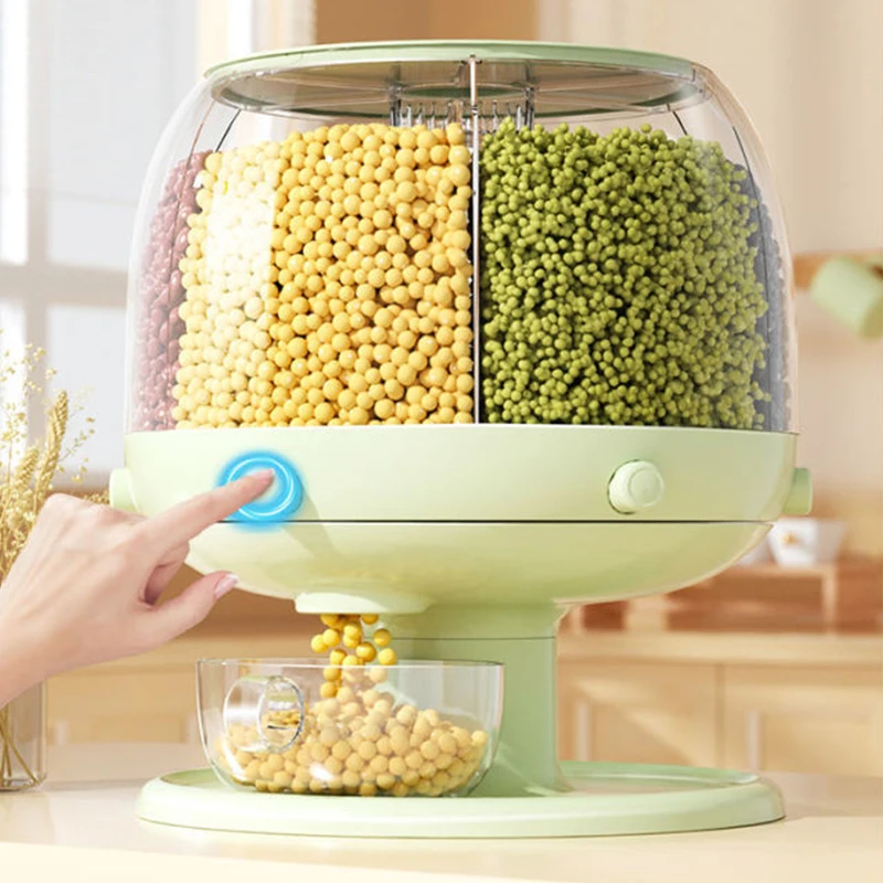 Large Food Storage Container 360° Rotating Rice Barrels Sealed Cereal Dispenser Rice Tank Grain Box Kitchen Storage Container