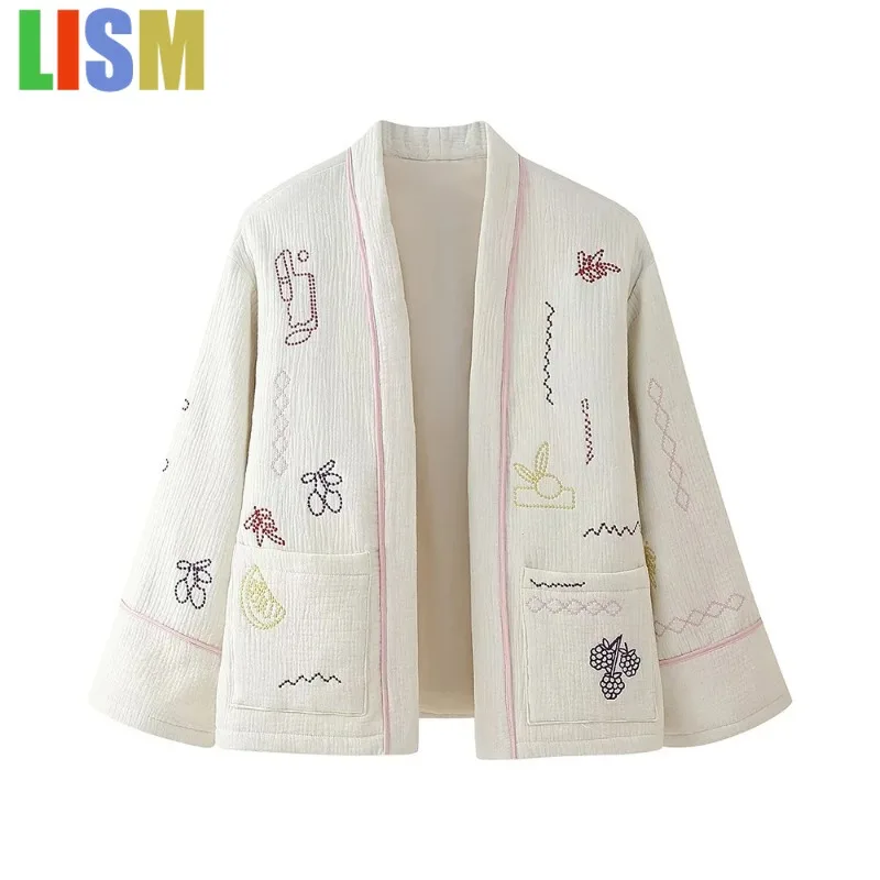 

LISM 2025 Women's winter coats new fashionable women's clothing casual elegant design sense embroidered cotton jacket