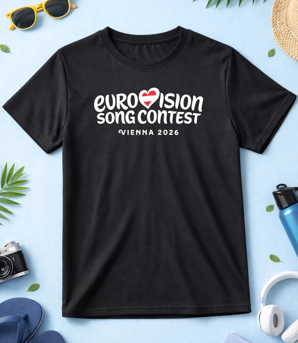 New logo Vienna Eurovision 2026 T-Shirt: Austria Song Contest 2026 Spring/summer Fashion Casual T-Shirt cotton Short-sleeved