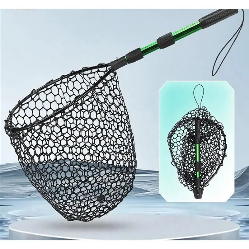 ABXI Fishing Net Folding Net,Aluminum Handle, Non-Slip Hi-Vis Grip& Lanyard, Perfect For Kayak, Lake, Fly,Or River Fishing Ideal