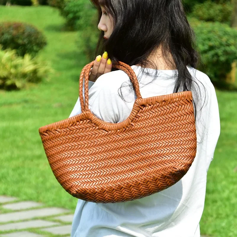 Francuski styl pleciona torba w stylu Vintage na co dzień torebki uniwersalne dla kobiet proste eleganckie torebki z modą Bolsas Feminino