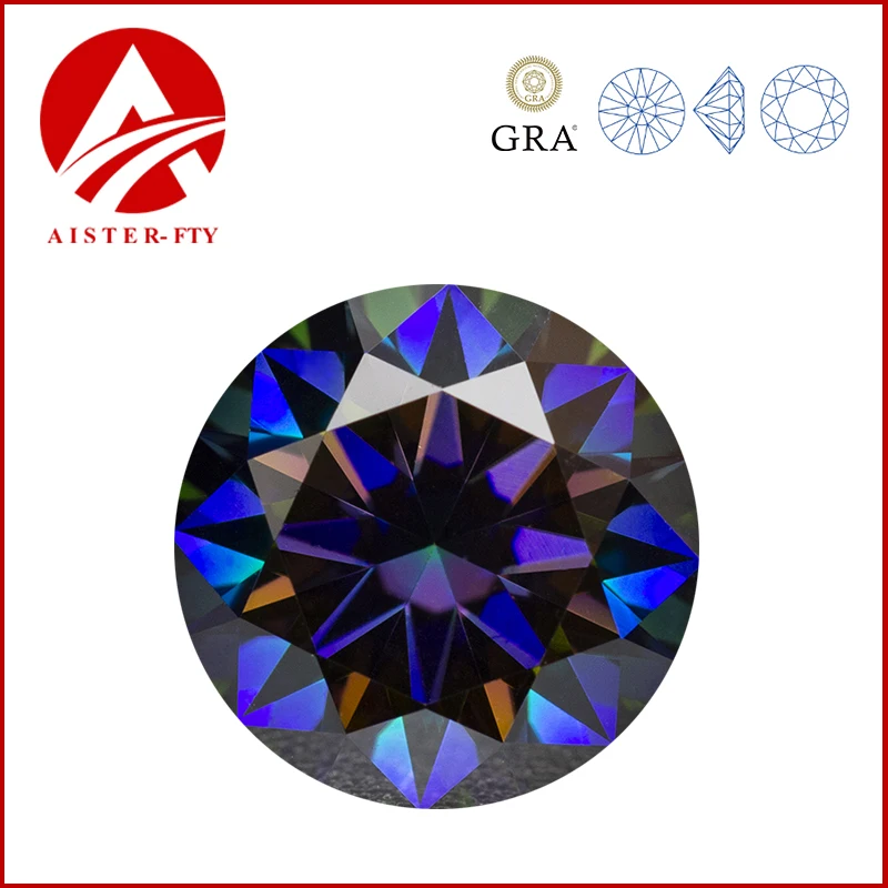 

Moissanite Stone Rainbow Purple Color 0.5-5.0ct Certified Moissanite Loose Diamonds Positive Pass Tester with GRA Certificate