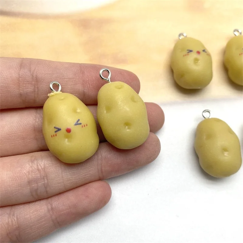 12pcs resin 3D potato pendant, DIY jewelry making earrings, keychain accessories