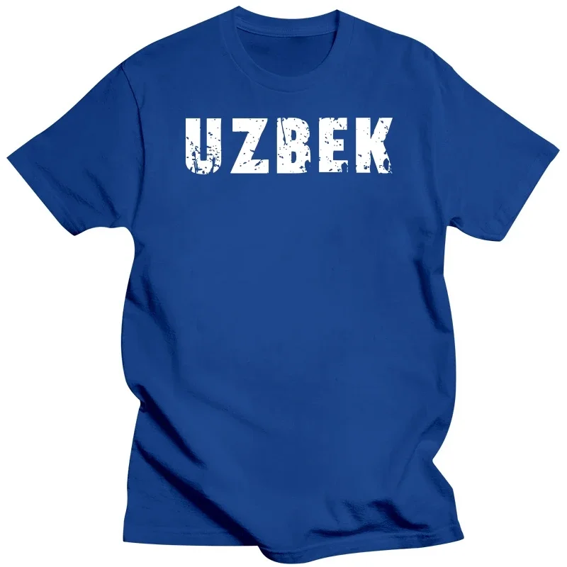 男性用uzbek-半袖Tシャツ、ラウンドネック、5文字、黒の単語、00006