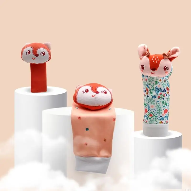 CORB 4-Piece Baby Play Set with Wrist Rattles and Foot Sock Pieces, Plush Infant Set for Motion Play and Parent Care