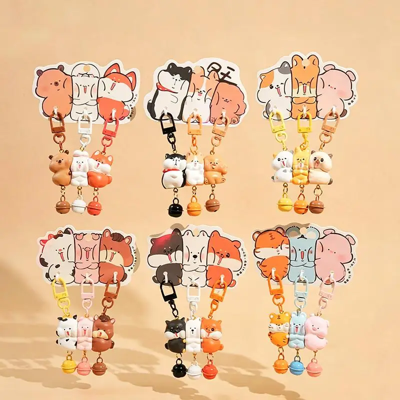 3-teiliges Set Magnetische Schlüsselanhänger aus Kunstharz, Cartoon-Schlüsselanhänger-Sets, Mini-Rucksack-Charm, Geschenk für Freunde – Detail 3