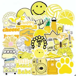 50PCS Yellow Non-Repetitive Waterproof Removable Cute Cartoon Trolley Case Small Fresh Stickers