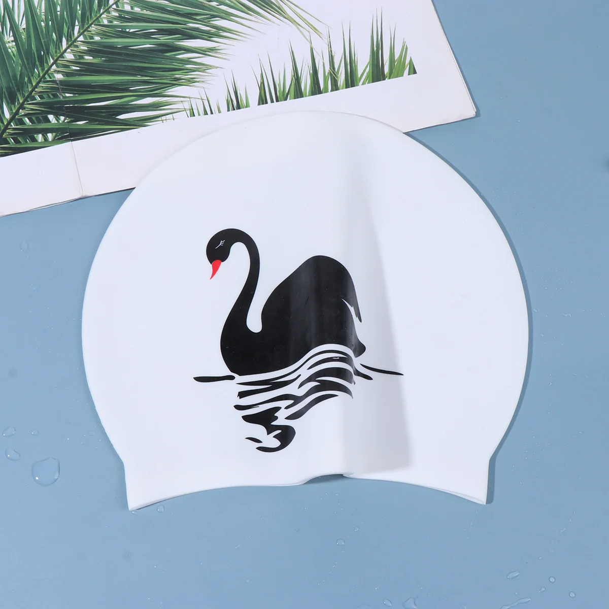1 قطعة نمط البجعة سيليكون السباحة مقاوم للماء قبعة السباحة المرنة خفيفة الوزن مرنة قبعة حمام السباحة حماية الشعر الطويل #5