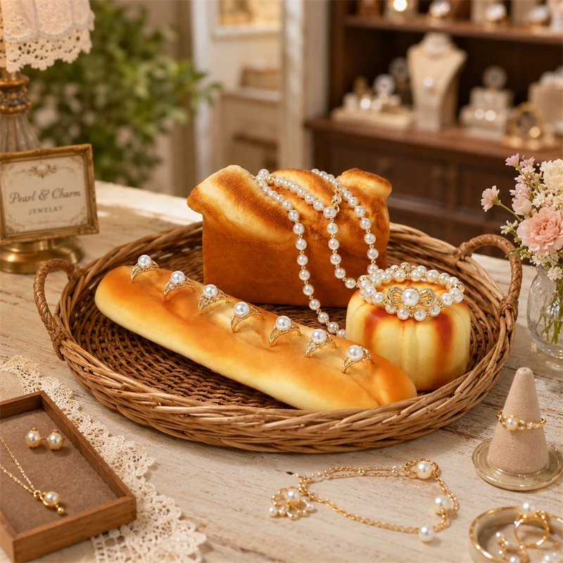 Creative Simulated Bread-shaped Jewelry Display Stand Ring Necklace Pendant Bracelet Storage Rack Jewelry Jewelry Display Props