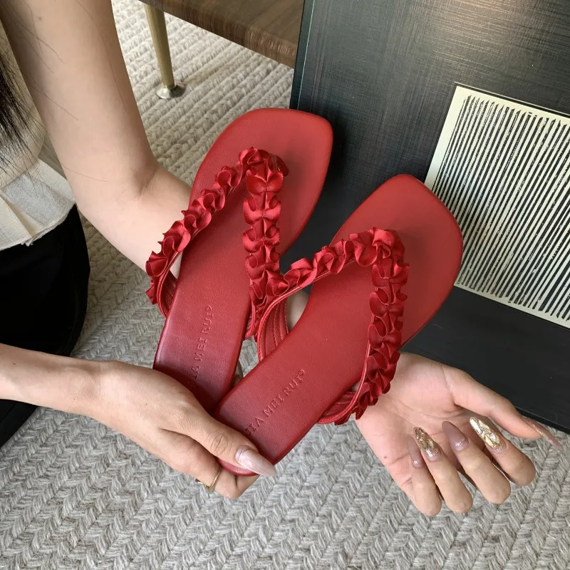 

Summer New Womens Shoes French Style Romance Flip Flops for Woman Comfortable Vacation Casual Shoes Designer Shoes Zapatos Mujer