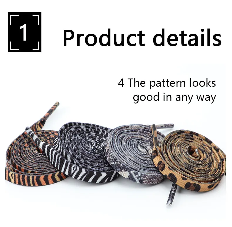 Klassische flache Schnürsenkel für Sneaker, mit Tiermotiven (Leopard, Zebra, Schlange), kreative, unisex, lässige Schnürsenkel aus Canvas, 1 Paar. – Detail 1