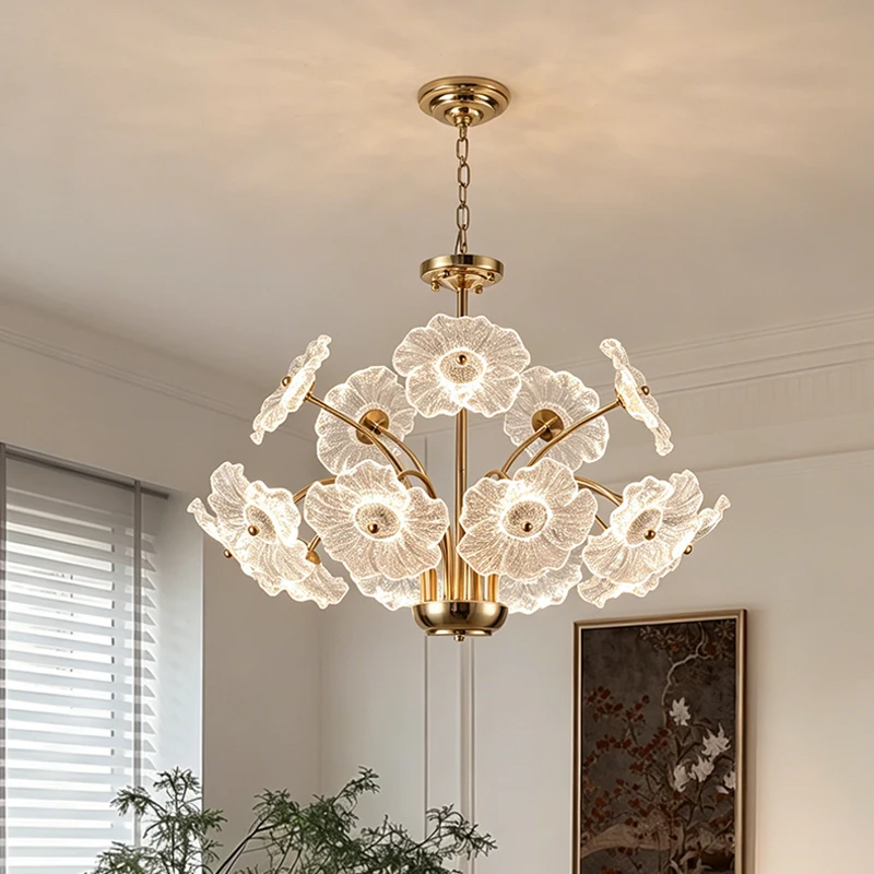 

Medieval cream wind light luxury glass art chandelier dining room bedroom villa living room intelligent ceiling