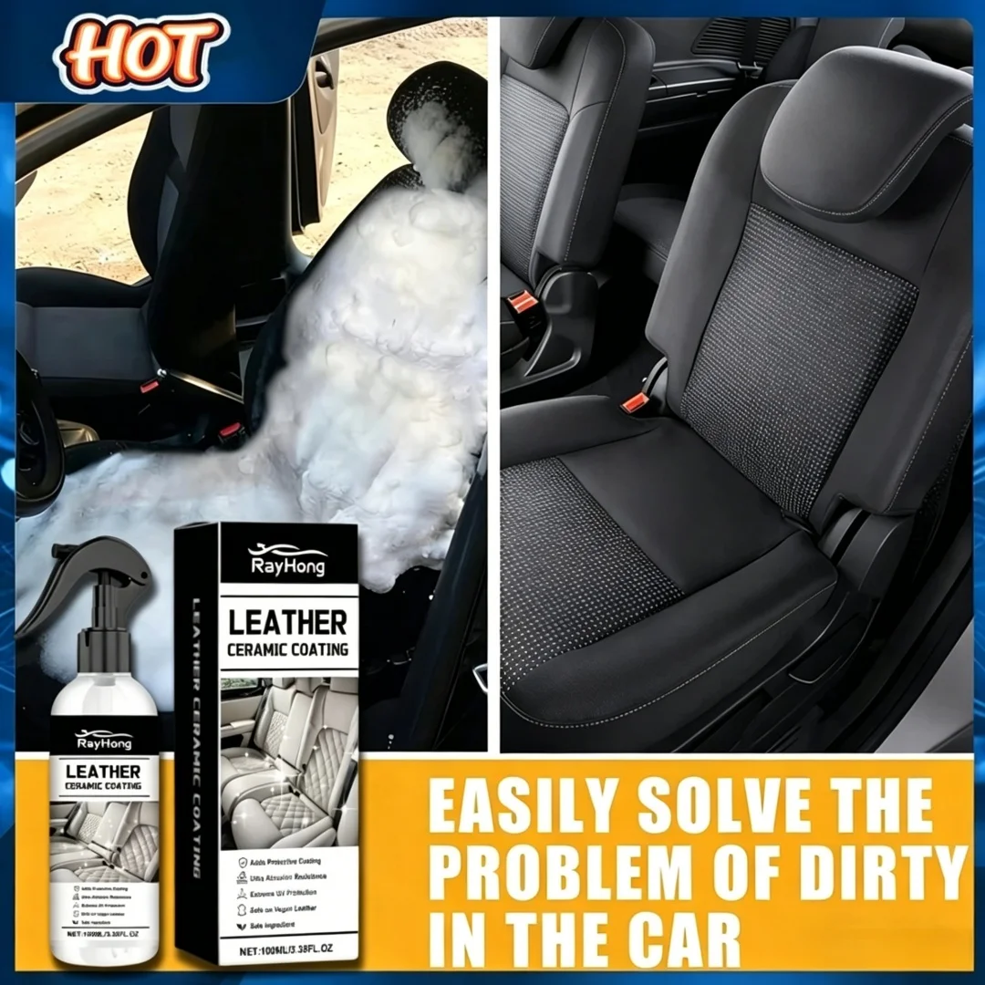 All-in-One Multi-Action Leather Spray | Ceramic Coating, Cleaning & Polishing for Auto Interior Restoration