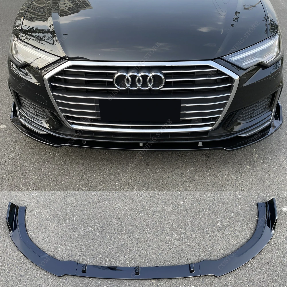 

For Audi A6 S6 C8 3Pcs Car Front Bumper Lip Spoiler Splitter Diffuser A6 4A TFSI TDI S-Line 2019-2023 Pre-Lci Bodykits Tuning