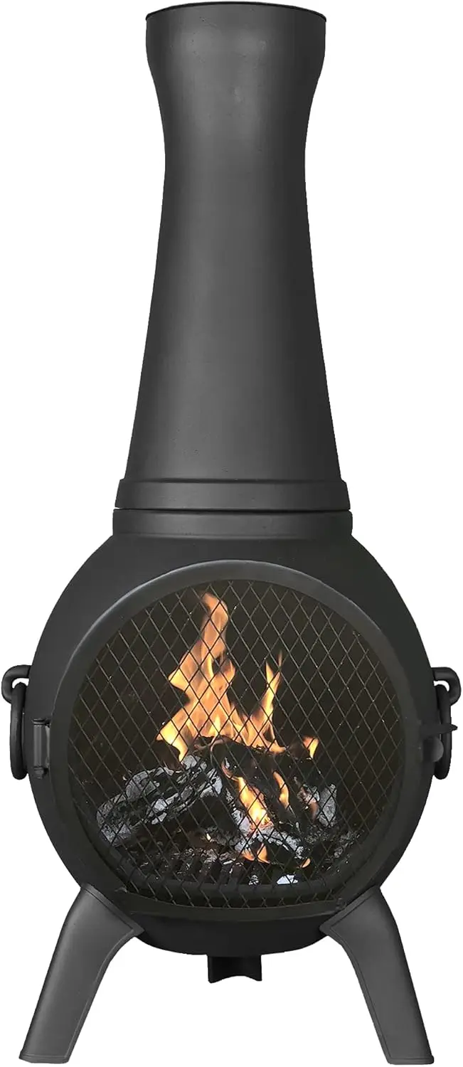 Prairie Fire Chiminea Outdoor Fireplace - Wood Burning Cast Aluminum Deck or Patio Firepit