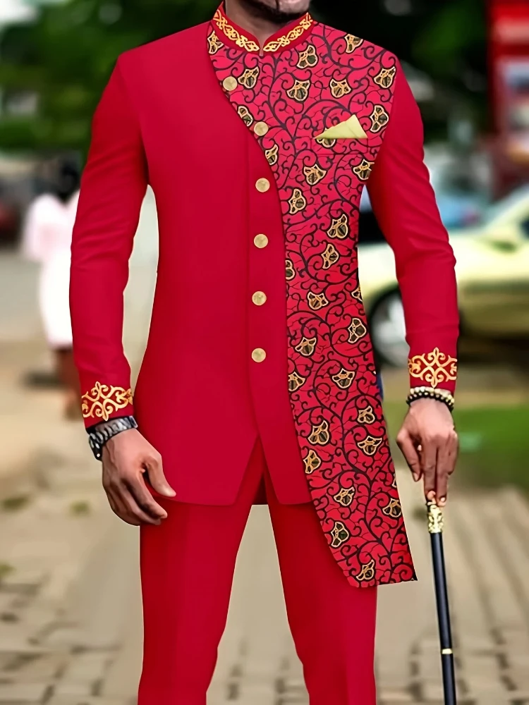 

Men's casual two-piece suit set with long sleeves