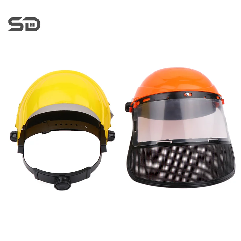 Garden Grass Trimmer Safety Helmet Hat With Full Face Mesh Protective Mask For Logging Brush Cutter Forestry Protection