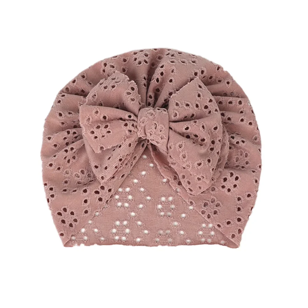 Chapéu de turbante do bebê do arco bonito macio elástico crianças gorro primavera verão respirável cor sólida bebê menina bonnet chapéus para