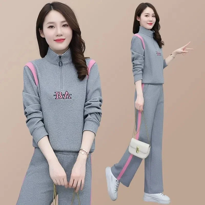 

Spring Stand Collar Tracksuit 2 Piece Set Women Outfits Korean Loose Sweatshirt Casual Jogging Sports Pantsuit Chandals Mujer