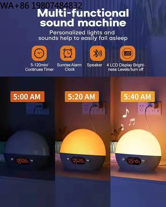 WiFi Smart Sleep Sound Box Wireless Bluetooth Speaker Dimmable Sunrise Wake Up Lamp Multi Mode Night Light For Bedroom Rest