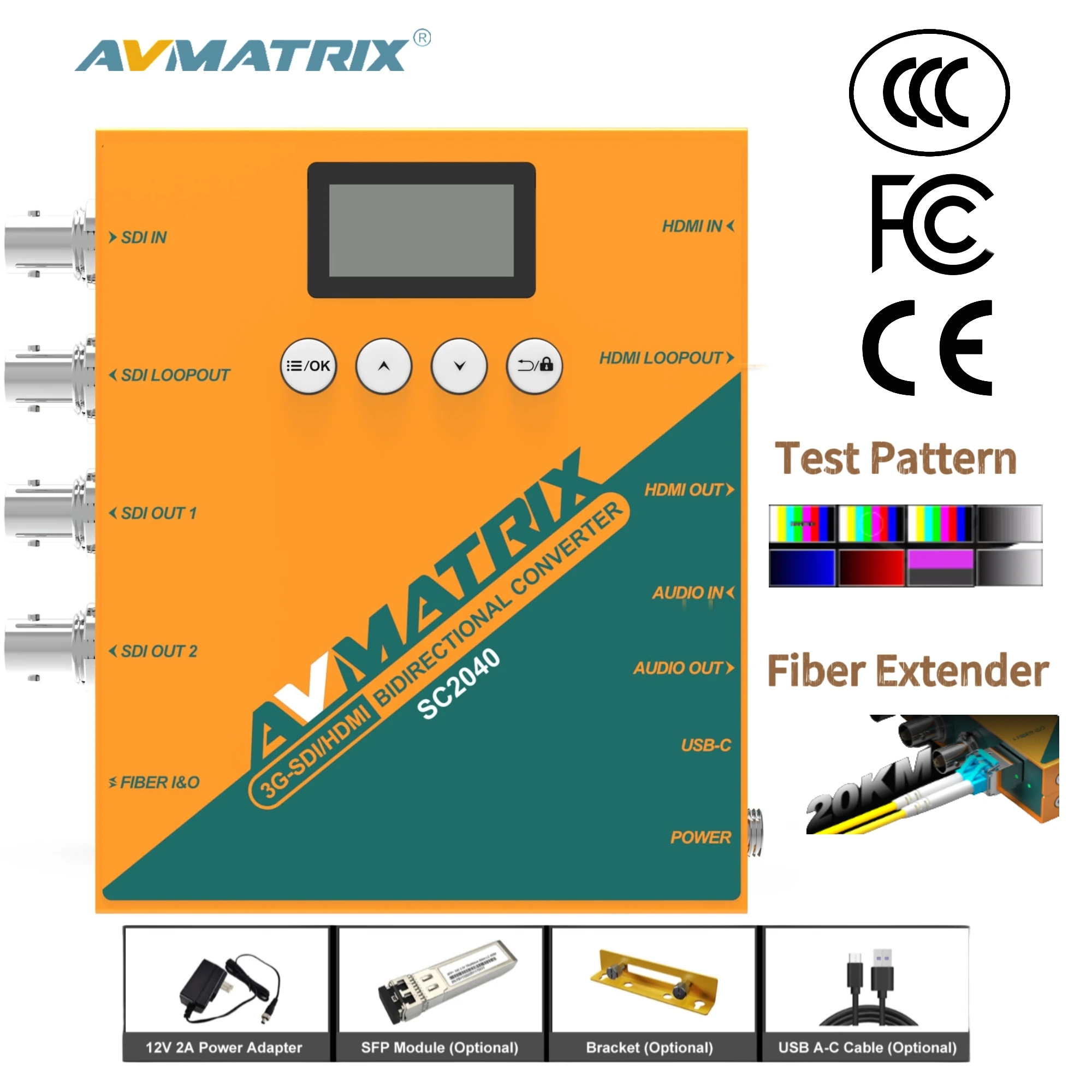AVMATRIX SC2040: 3G-SDI to HDMI 2.0 Scaling  4K60 HDMI Output & Audio Embedding/De-embedding, Professional Video Converter