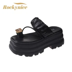 Casual Wedge Beach Slippers for Women New Summer Non Slip Platform Sandals Woman Open Toe Comfortable Female Clip Toe Flip Flops