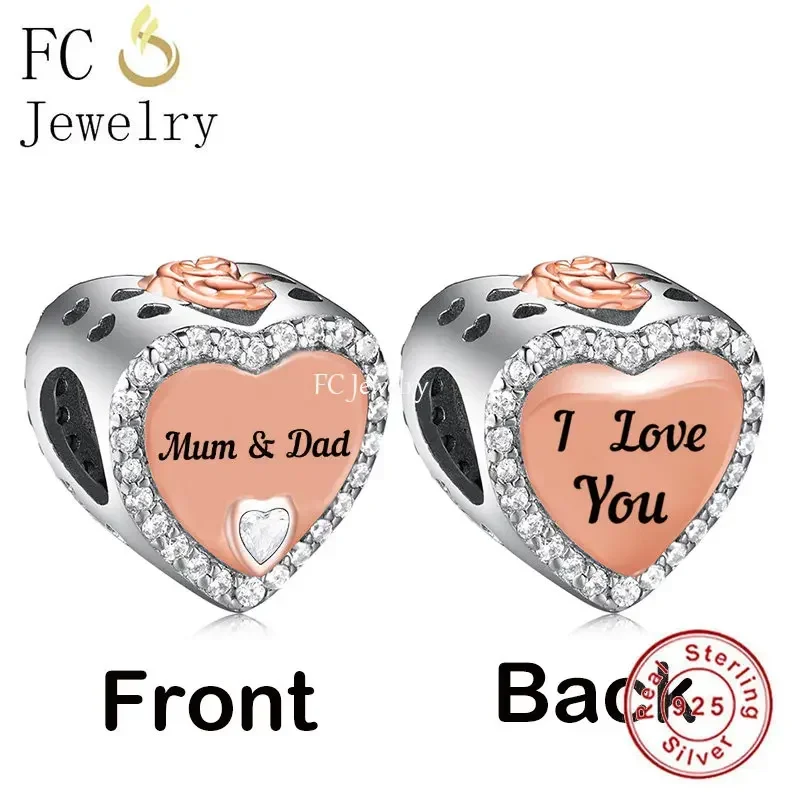 FC Jewelry Fit Original Pan Charms Bracelet 925 Silver Rose Grand Daughter I Love You Mum Dad Grandma Bead For Making Berloque