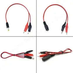 2 Alligator Clip to 1 Male  Female DC Power Plug Connector Adapter Wire DC 5.5*2.1mm Clips Crocodile Test Leads