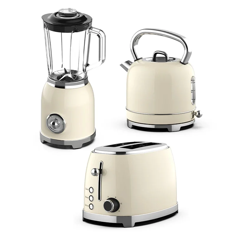 New Retro Breakfast Sets Home Appliance Stainless Steel Electric Kettle and Toaster Set