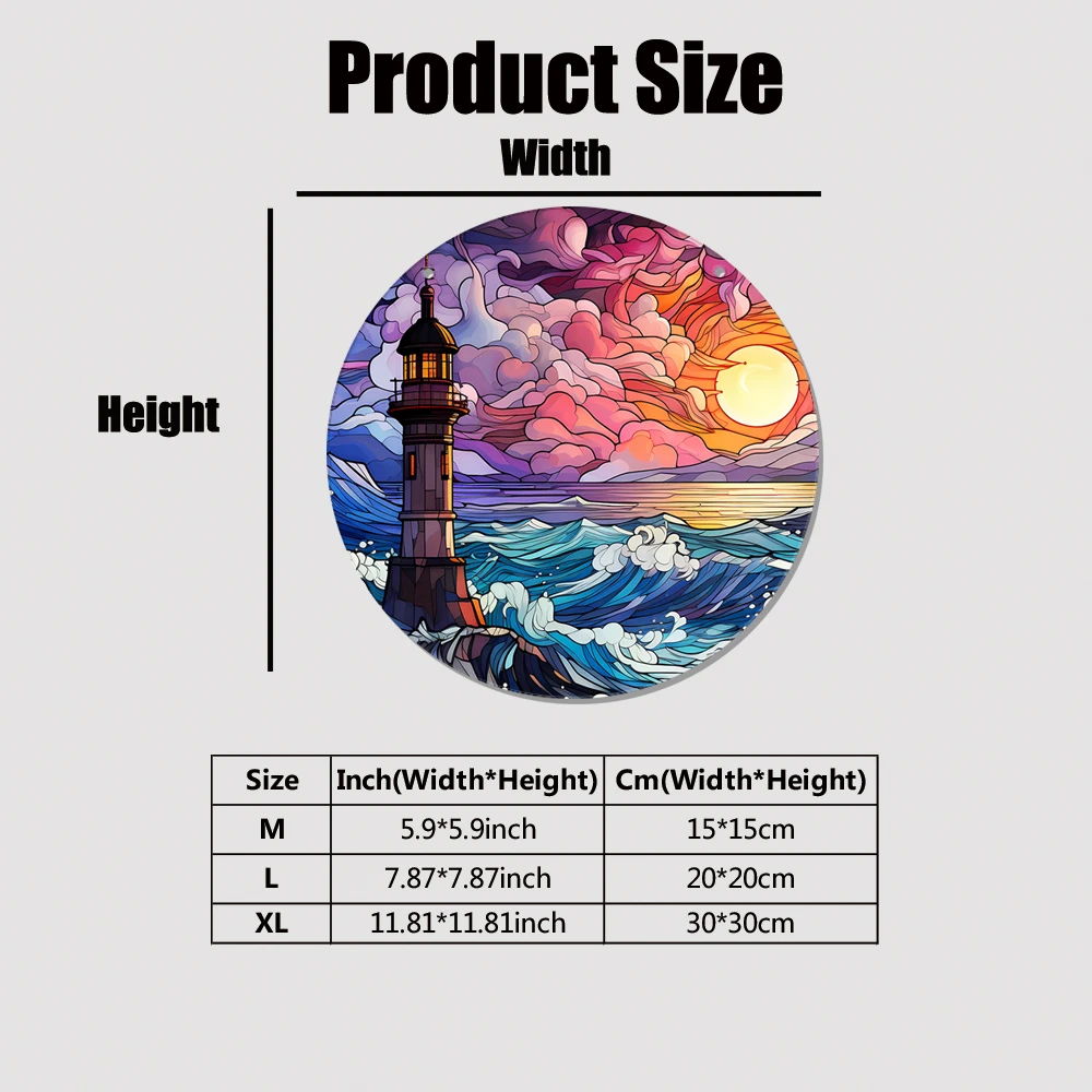 

1 pc Waves and castles Circular Signboard Acrylic Window Hanging Window Hanging Glass Pattern Baby Room Decor