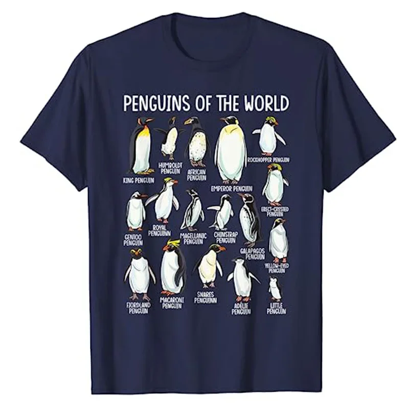 Penguins of The World Zookeeper Sea Animal Penguin Lovers T-Shirt Types of Penguins Graphic Tee Tops Marine Biologists Clothes