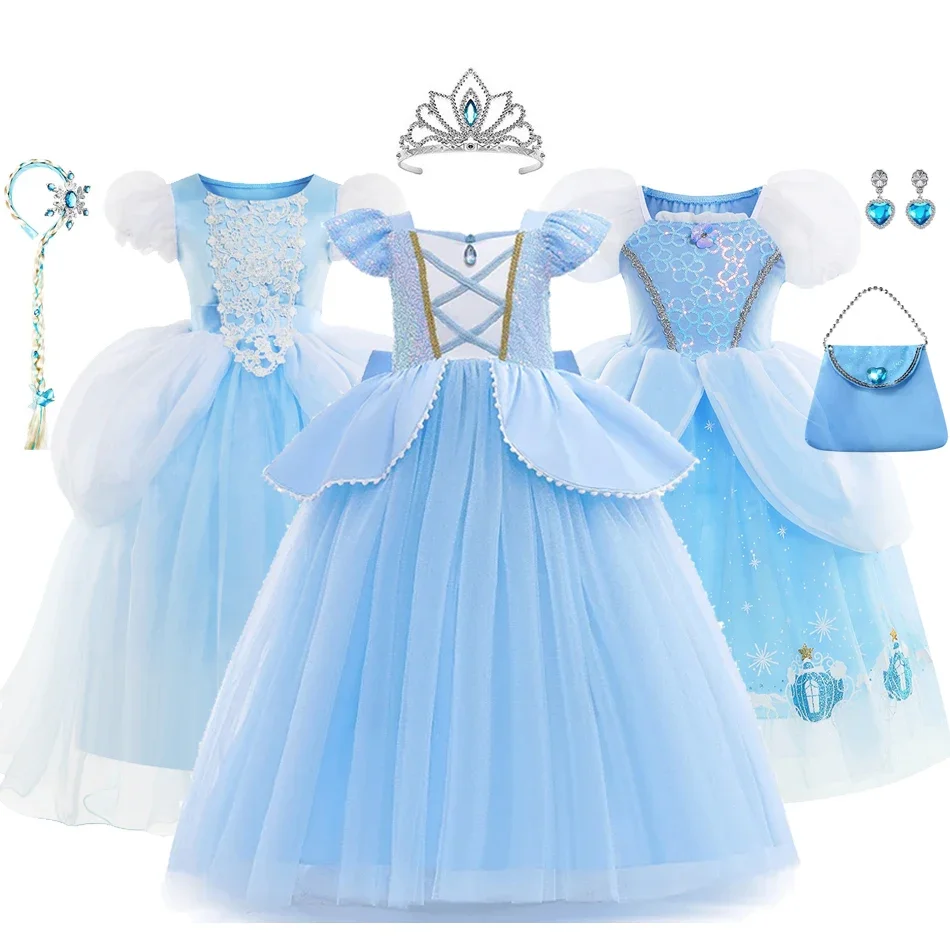 Cinderella Dress Kids Girls Cosplay Costume For Children Baby Girl Halloween Birthday Party Dresses Princess Costumes