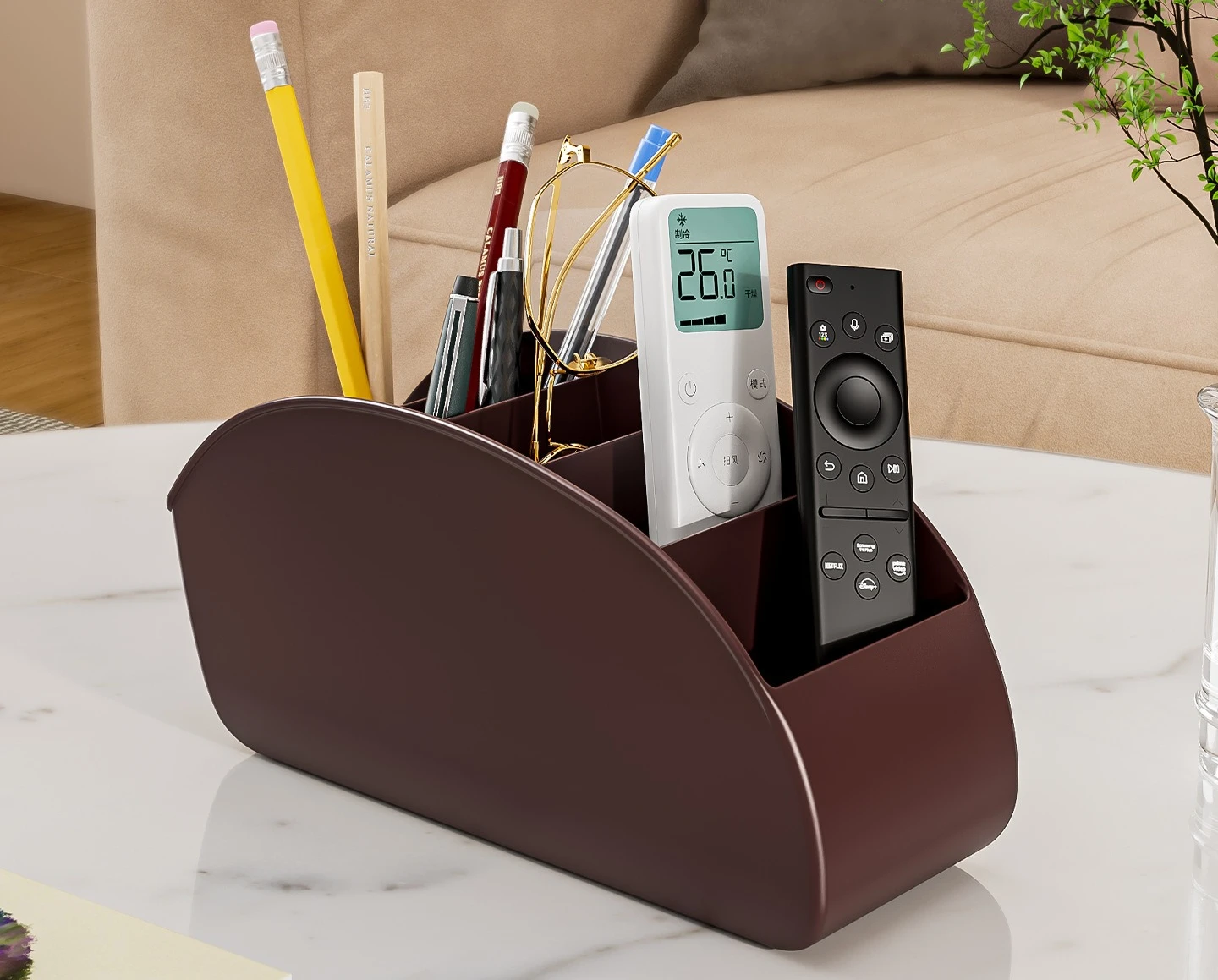Desktop Storage Organizer, Multifunctional Holder for Makeup Brushes, Stationery Pens and Remote Controllers